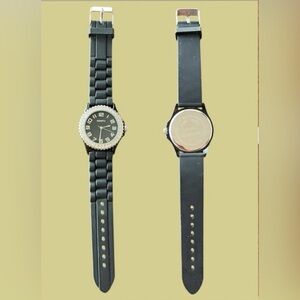 🔴 Geneva Ladies Rhinestone Studded Watch With Silicone Band - New Battery